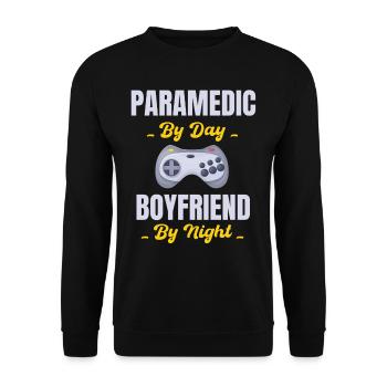 Paramedic by day boyfriend by night - Unisex Sweatshirt - black - Front - Alina (178cm) & Michal (187cm)