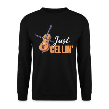 Just Cellin' Funny Cellist Music Orchestra - Unisex Sweatshirt - black - Front - Alina (178cm) & Michal (187cm)