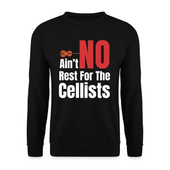 Ain't No Rest For The Cellist Musical Orchestra - Unisex Pullover - Schwarz - Vorne - Alina (178cm) & Michal (187cm)