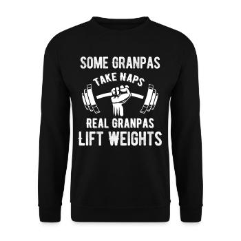 Certains grands-pères jouent au bingo Real Grandpas Lift - Sweat-shirt Unisexe - noir - Devant - Alina (178cm) & Michal (187cm)
