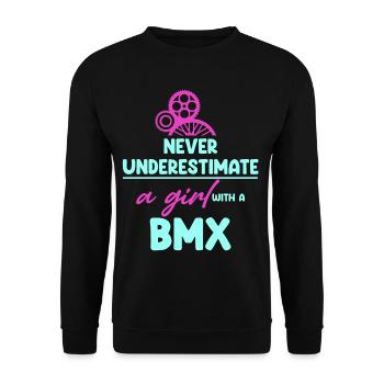 Ne sous-estimez jamais une fille avec un - Sweat-shirt Unisexe - noir - Devant - Alina (178cm) & Michal (187cm)