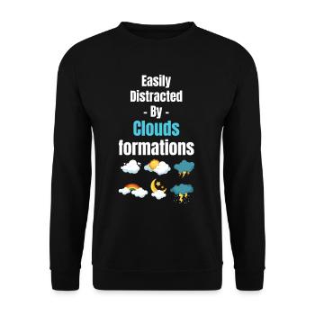 Facilement distrait par des formations nuageuses plus amusantes - Sweat-shirt Unisexe - noir - Devant - Alina (178cm) & Michal (187cm)