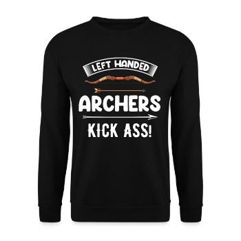 Left Handed Archer Kicks In The! - Unisex Sweatshirt - black - Front - Alina (178cm) & Michal (187cm)