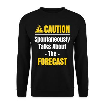 Caution Spricht Spontan Über Den Prognose-twister - Unisex Pullover - Schwarz - Vorne - Alina (178cm) & Michal (187cm)