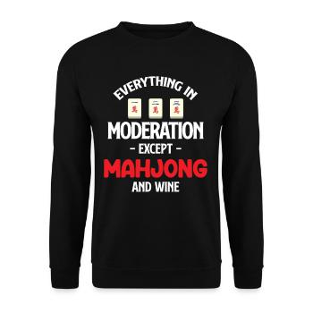 Everything in moderation, except mahjong and wine lottery - Unisex Sweatshirt - black - Front - Alina (178cm) & Michal (187cm)