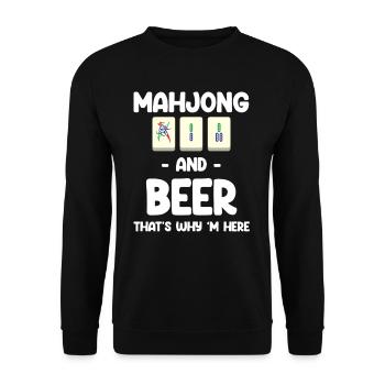 Mahjong and beer, that's why I'm here - Unisex Sweatshirt - black - Front - Alina (178cm) & Michal (187cm)