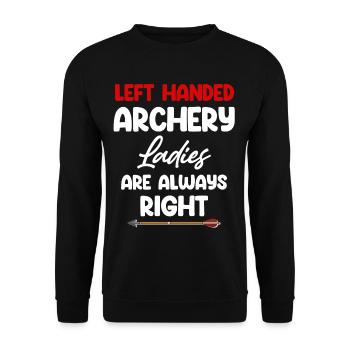 Left-handed archers ladies are always - Unisex Sweatshirt - black - Front - Alina (178cm) & Michal (187cm)