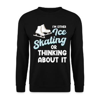Entweder Laufe Ich Schlittschuh Oder Ich Denke - Unisex Pullover - Schwarz - Vorne - Alina (178cm) & Michal (187cm)