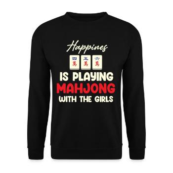 Happiness is playing mahjong with the girls - Unisex Sweatshirt - black - Front - Alina (178cm) & Michal (187cm)