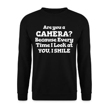 Are you a camera? Funny Cheesy Pick-Up Line - Unisex Sweatshirt - black - Front - Alina (178cm) & Michal (187cm)