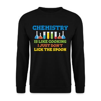 Chemistry is like cooking (just don't lick the spoon) - Unisex Sweatshirt - black - Front - Alina (178cm) & Michal (187cm)