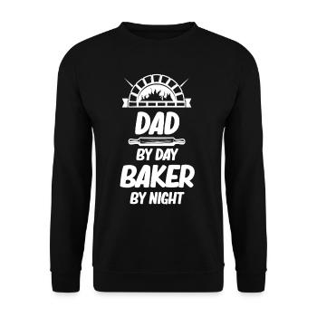 Papa pendant la journée boulanger la nuit drôle - Sweat-shirt Unisexe - noir - Devant - Alina (178cm) & Michal (187cm)