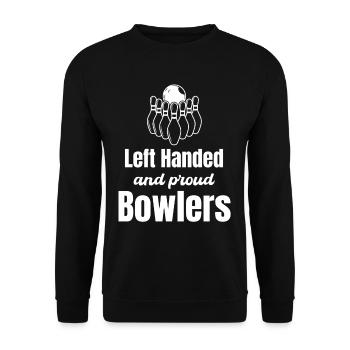 Linkshändige Und Stolze Bowler Beidhändiges - Unisex Pullover - Schwarz - Vorne - Alina (178cm) & Michal (187cm)