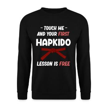 Touchez-moi et votre première leçon d’Hapkido est - Sweat-shirt Unisexe - noir - Devant - Alina (178cm) & Michal (187cm)
