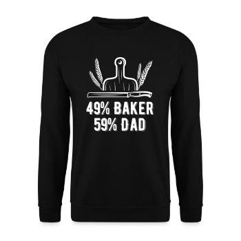 49% Baker 55% Papa Baker Dad - Unisex Sweatshirt - black - Front - Alina (178cm) & Michal (187cm)