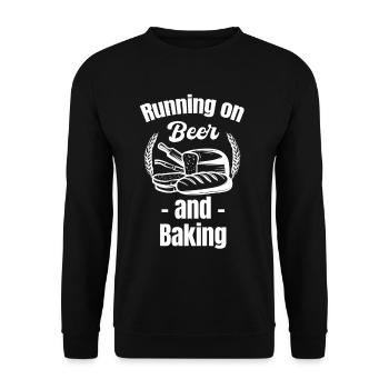 Courir Sur De La Bière Et De La Pâtisserie Drôle De Père Boulanger - Sweat-shirt Unisexe - noir - Devant - Alina (178cm) & Michal (187cm)