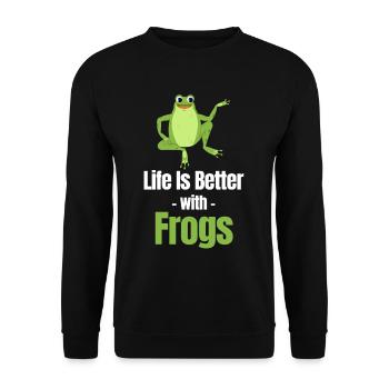 La vie est plus belle avec les grenouilles, - Sweat-shirt Unisexe - noir - Devant - Alina (178cm) & Michal (187cm)