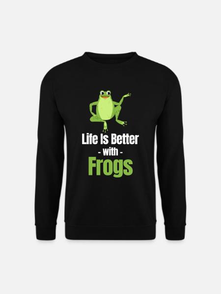 Life is better with frogs, - Unisex Sweatshirt - black