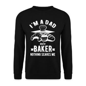 I'm a father and a baker Nothing bothers me - Unisex Sweatshirt - black - Front - Alina (178cm) & Michal (187cm)