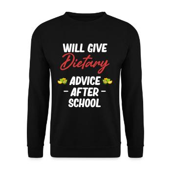 Will give nutrition tips after school - Unisex Sweatshirt - black - Front - Alina (178cm) & Michal (187cm)