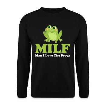 M.I.L.F. Homme J’aime les grenouilles Cottagecore - Sweat-shirt Unisexe - noir - Devant - Alina (178cm) & Michal (187cm)