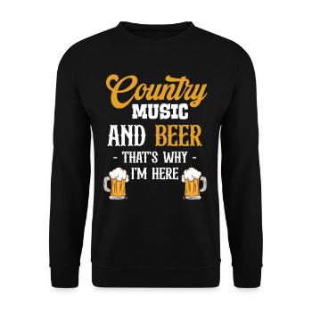 Country-musik Und Bier Darum Bin Ich Hier - Unisex Pullover - Schwarz - Vorne - Alina (178cm) & Michal (187cm)