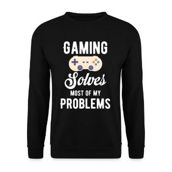 Gaming solves most of my problems. Jollier - Unisex Sweatshirt - black - Front - Alina (178cm) & Michal (187cm)