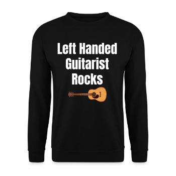 Left-handed guitarist rocks. guitar, bassist, - Unisex Sweatshirt - black - Front - Alina (178cm) & Michal (187cm)