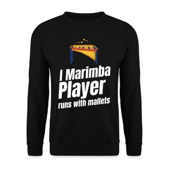 I Joueur de Marimba courant avec des maillets Orchestre - Sweat-shirt Unisexe - noir - Devant - Alina (178cm) & Michal (187cm)
