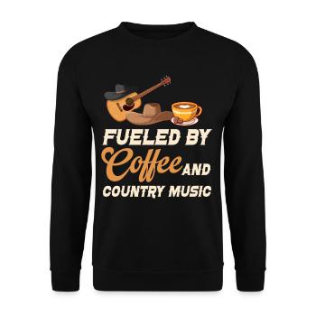 Angetrieben Von Kaffee Und Country-musik - Unisex Pullover - Schwarz - Vorne - Alina (178cm) & Michal (187cm)