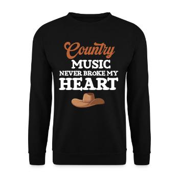 Country-musik Never Broke My Heart - Unisex Pullover - Schwarz - Vorne - Alina (178cm) & Michal (187cm)