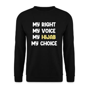 Mein Recht, Meine Stimme, Mein Hijab, Meine Wahl, - Unisex Pullover - Schwarz - Vorne - Alina (178cm) & Michal (187cm)