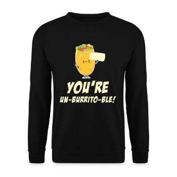 Du Bist Un-burrito-ble! Mexikanischer Margarita - Unisex Pullover - Schwarz - Vorne - Alina (178cm) & Michal (187cm)