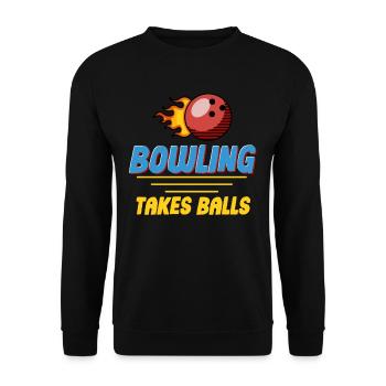 Bowling Takes Balls Puns Lanes Bowler - Unisex Sweatshirt - black - Front - Alina (178cm) & Michal (187cm)