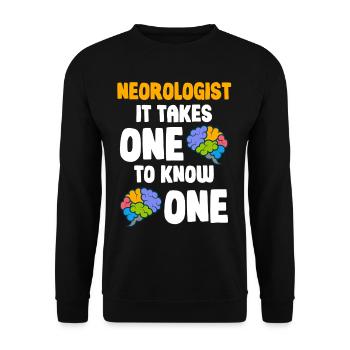 Neurologe Es Braucht Einen, Um Einen Lustigen - Unisex Pullover - Schwarz - Vorne - Alina (178cm) & Michal (187cm)