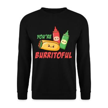 Du Bist Burritoful Burrito Mexikanische Margarita - Unisex Pullover - Schwarz - Vorne - Alina (178cm) & Michal (187cm)