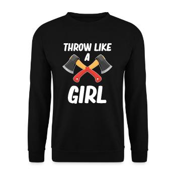 Werfen Wie Ein Mädchen Axt Werfen Kettensäge - Unisex Pullover - Schwarz - Vorne - Alina (178cm) & Michal (187cm)