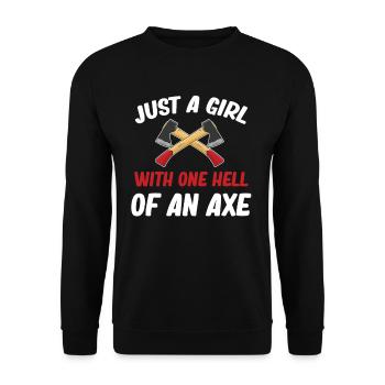 Juste une fille avec une hache infernale - Sweat-shirt Unisexe - noir - Devant - Alina (178cm) & Michal (187cm)