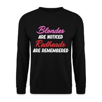 Blondinen Werden Bemerkt Rothaarige Bleiben In - Unisex Pullover - Schwarz - Vorne - Alina (178cm) & Michal (187cm)