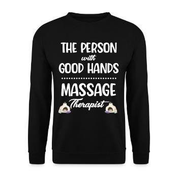 The Person with the Good Hands Massage Therapist - Unisex Sweatshirt - black - Front - Alina (178cm) & Michal (187cm)