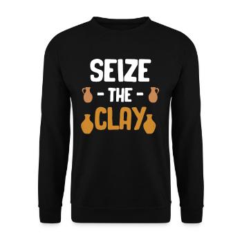 "seize The Clay" Funny pottery artwork "crafty - Unisex Sweatshirt - black - Front - Alina (178cm) & Michal (187cm)