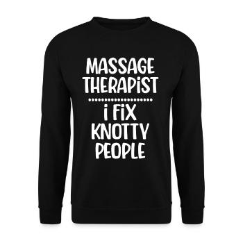 Massage Therapist I Fix Knotty People - Unisex Sweatshirt - black - Front - Alina (178cm) & Michal (187cm)