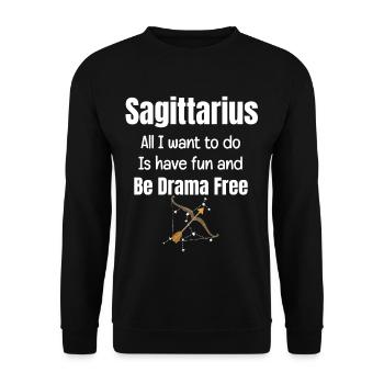 Sagittaire, je veux juste m’amuser et être libre de - Sweat-shirt Unisexe - noir - Devant - Alina (178cm) & Michal (187cm)