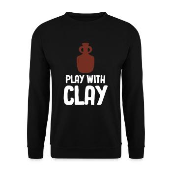 Play with Clay Funny Pottery Crafty Wheel - Unisex Sweatshirt - black - Front - Alina (178cm) & Michal (187cm)