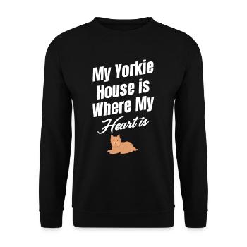 My Yorkie house is the place where my heart shines. - Unisex Sweatshirt - black - Front - Alina (178cm) & Michal (187cm)