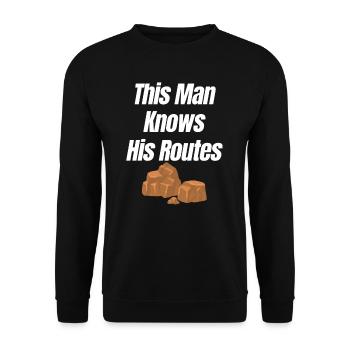 This man knows his routes: bouldering, - Unisex Sweatshirt - black - Front - Alina (178cm) & Michal (187cm)
