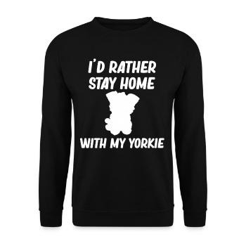 I'd rather stay at home with my Yorkie - Unisex Sweatshirt - black - Front - Alina (178cm) & Michal (187cm)
