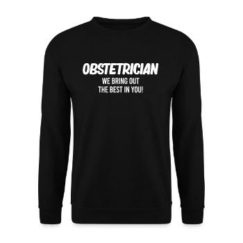 Obstetrician We bring the child in you to the - Unisex Sweatshirt - black - Front - Alina (178cm) & Michal (187cm)