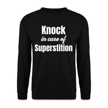 Klopfen Bei Aberglauben Lustiges Unglück Okkult - Unisex Pullover - Schwarz - Vorne - Alina (178cm) & Michal (187cm)