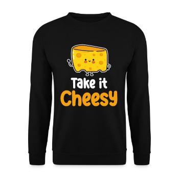 Take It Cheese Cheddar Mozzarella Dairy Parmesan - Unisex Sweatshirt - black - Front - Alina (178cm) & Michal (187cm)